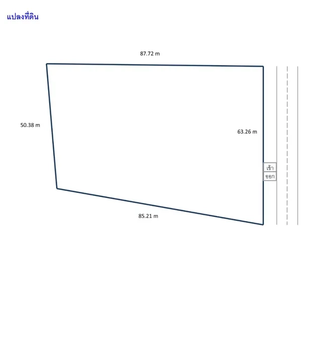 Factory for rent or sale in Bang Sao Thong, Samut Prakan - Land plot diagram with boundary lengths and entrance marked.
