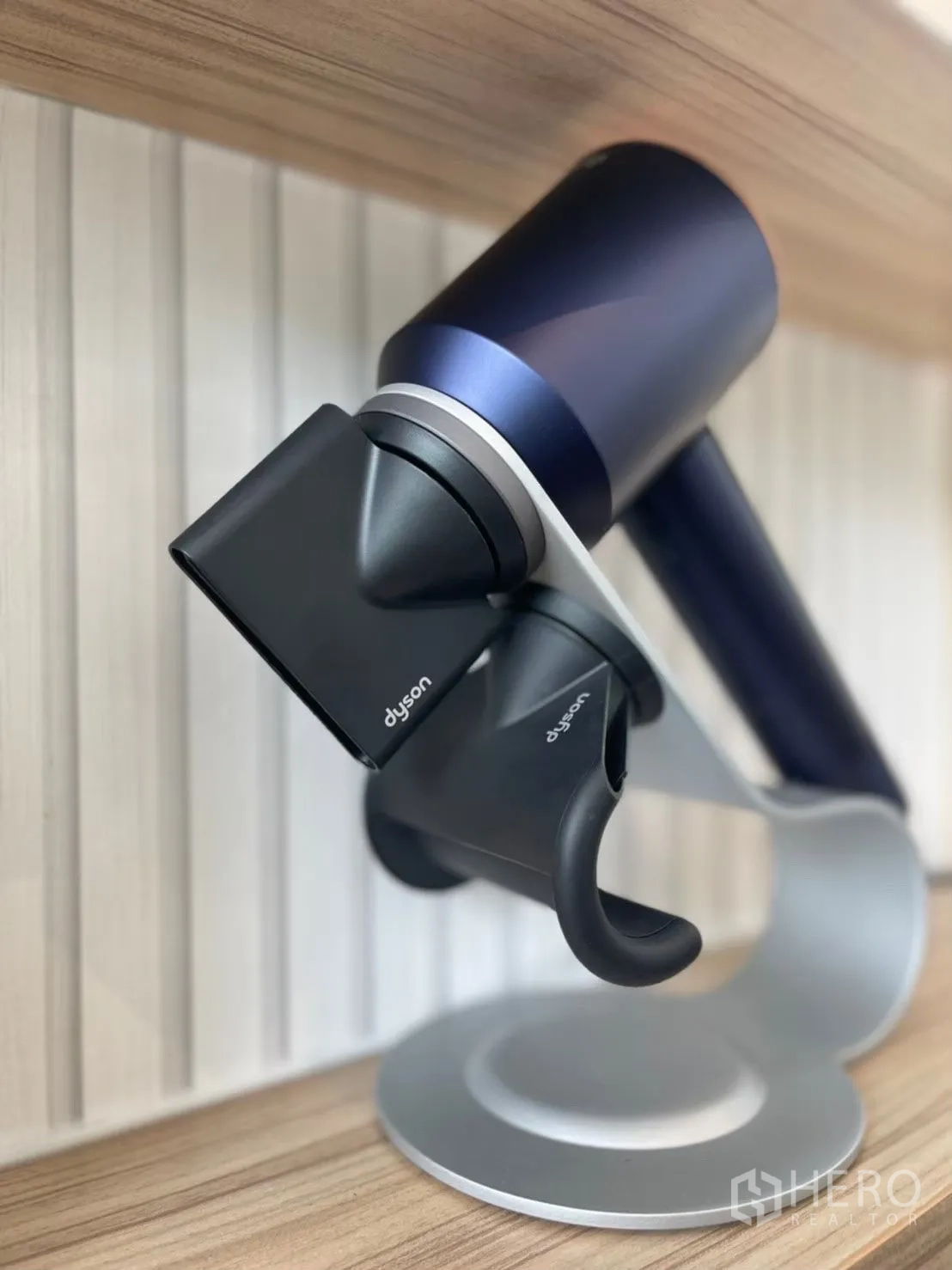 Retail Space for rent in Khlong Toei, Bangkok - Close-up of premium hair dryer on wooden display shelf.