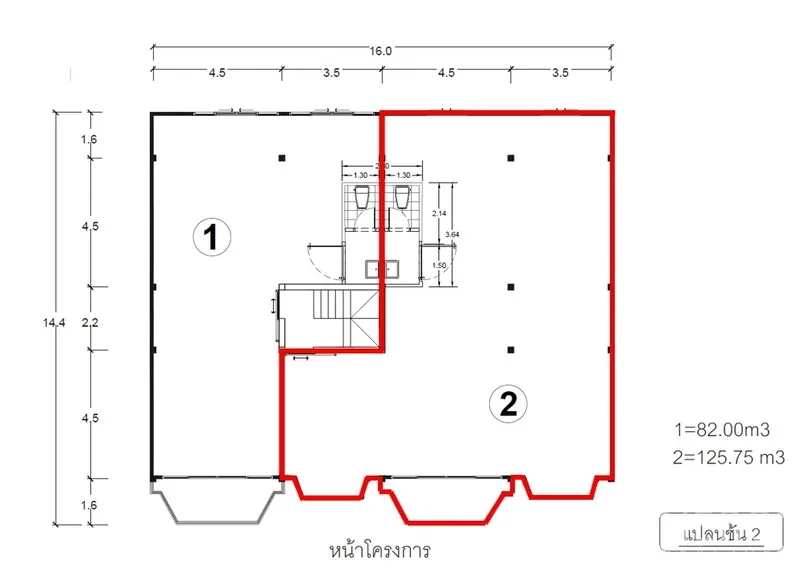 Retail Space for rent in Pathum Wan, Bangkok - Floor plan highlighting a 125 sq m retail unit with shared restrooms.