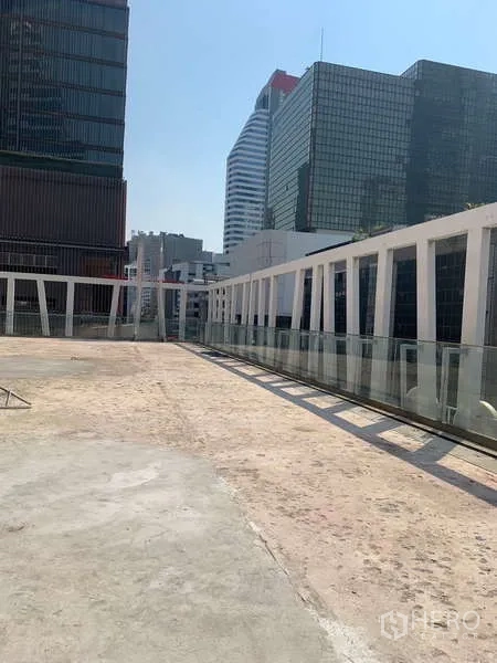 Retail Space for rent in Sathon, Bangkok - Open terrace with pedestrian-style railing facing Sathon office towers