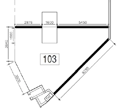 Retail Space for rent in Pathum Wan, Bangkok - Floor plan of 51 sq m retail unit 103 showing angled frontage, dimensions and entrance layout.