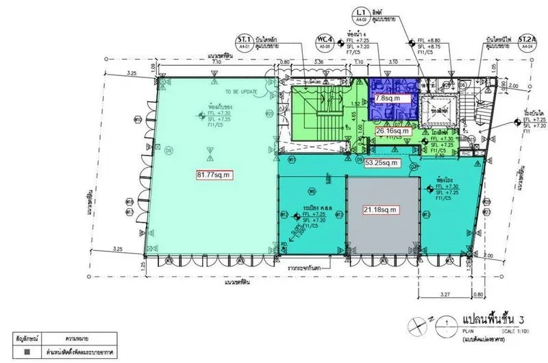 Retail Space for rent in Watthana, Bangkok - Floor plan of a 160 sq m retail unit showing zones, lift core and restroom.
