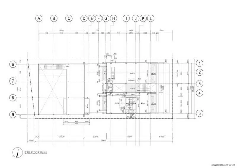Home Office for rent or sale - Architectural third-floor plan detailing rooms and circulation paths.