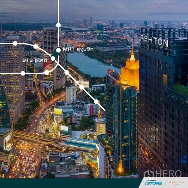 公寓 出租或出售在Watthana, Bangkok - 地图图示，标注近BTS Asok与MRT Sukhumvit。