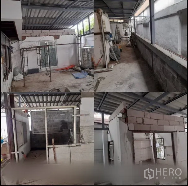 带办公室的家 出租在Suan Luang, Bangkok - 在金属屋顶下的新砌隔墙与长走道，等待室内精装。