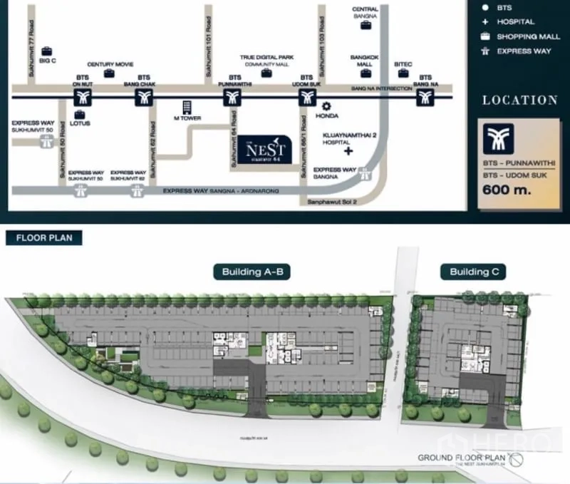 คอนโด ขายในPhra Khanong, Bangkok - แผนที่ทำเลและผังโครงการ แสดงความใกล้ BTS ปุณณวิถี