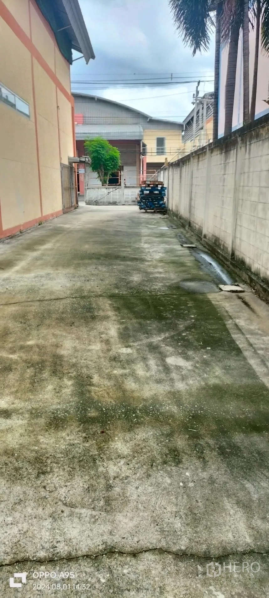 Factory for rent in Khlong Luang, Pathum Thani - Walled side driveway suitable for loading and on-site parking.