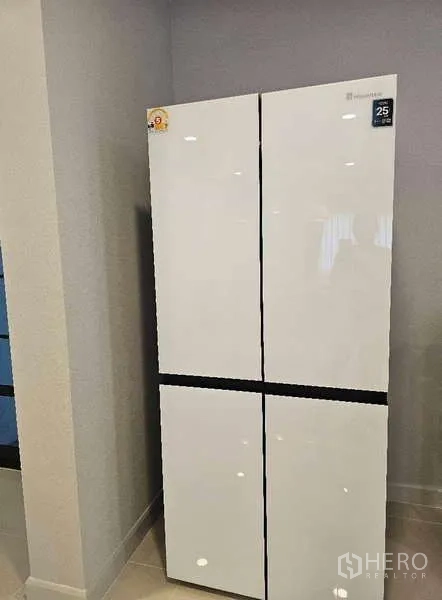 Detached House for rent in Bang Phli, Samut Prakan - Sleek four-door refrigerator placed in a light-toned kitchen corner.