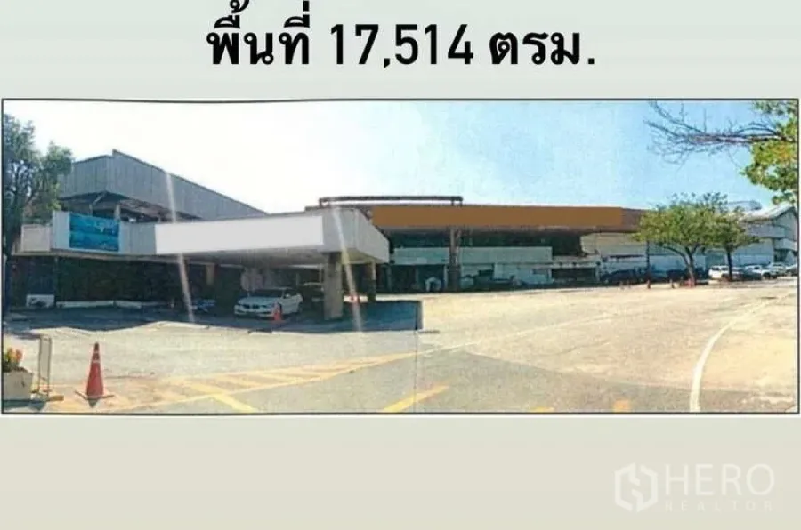 货栈 出租在Phra Pradaeng, Samut Prakan - 仓库园区全景，拥有可容纳集装箱卡车的大型回转场地。