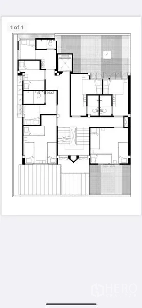 店屋 出租在Pathum Wan, Bangkok - 上层平面图，含多间卧室、卫生间与阳台。