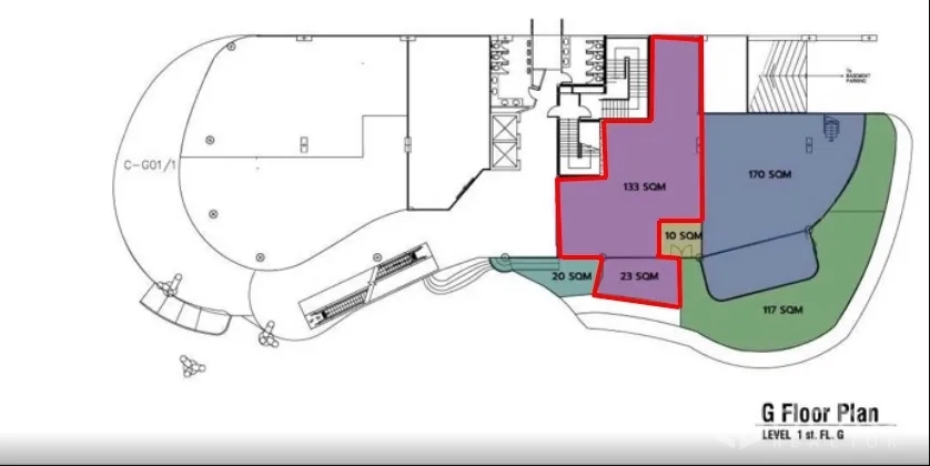 Retail Space for rent in Watthana, Bangkok - Ground floor plan highlighting the 156 sqm retail unit.