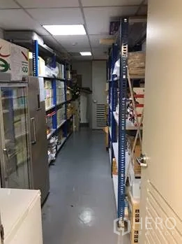 Office Space for rent in Khlong Toei, Bangkok - Storage room featuring metal shelving and organized supplies.