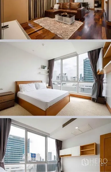คอนโด ให้เช่าในSathon, Bangkok - ห้องนอนรองสว่างด้วยหน้าต่างใหญ่ วิวเมือง และชั้นวางบิวต์อิน