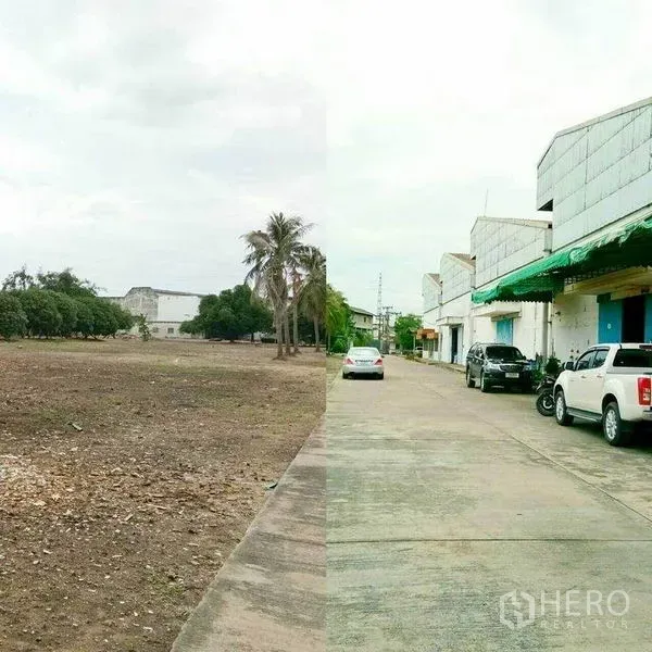 货栈 出租在Khlong Toei, Bangkok - 园区宽阔车道与装卸月台，旁有空地可作停车或堆场。