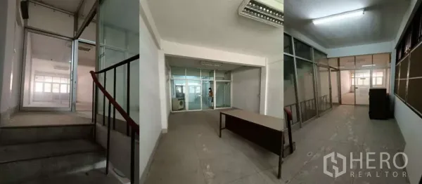 店屋 出租在Bang Rak, Bangkok - 楼上办公区，设玻璃隔断与照明，紧邻楼梯。