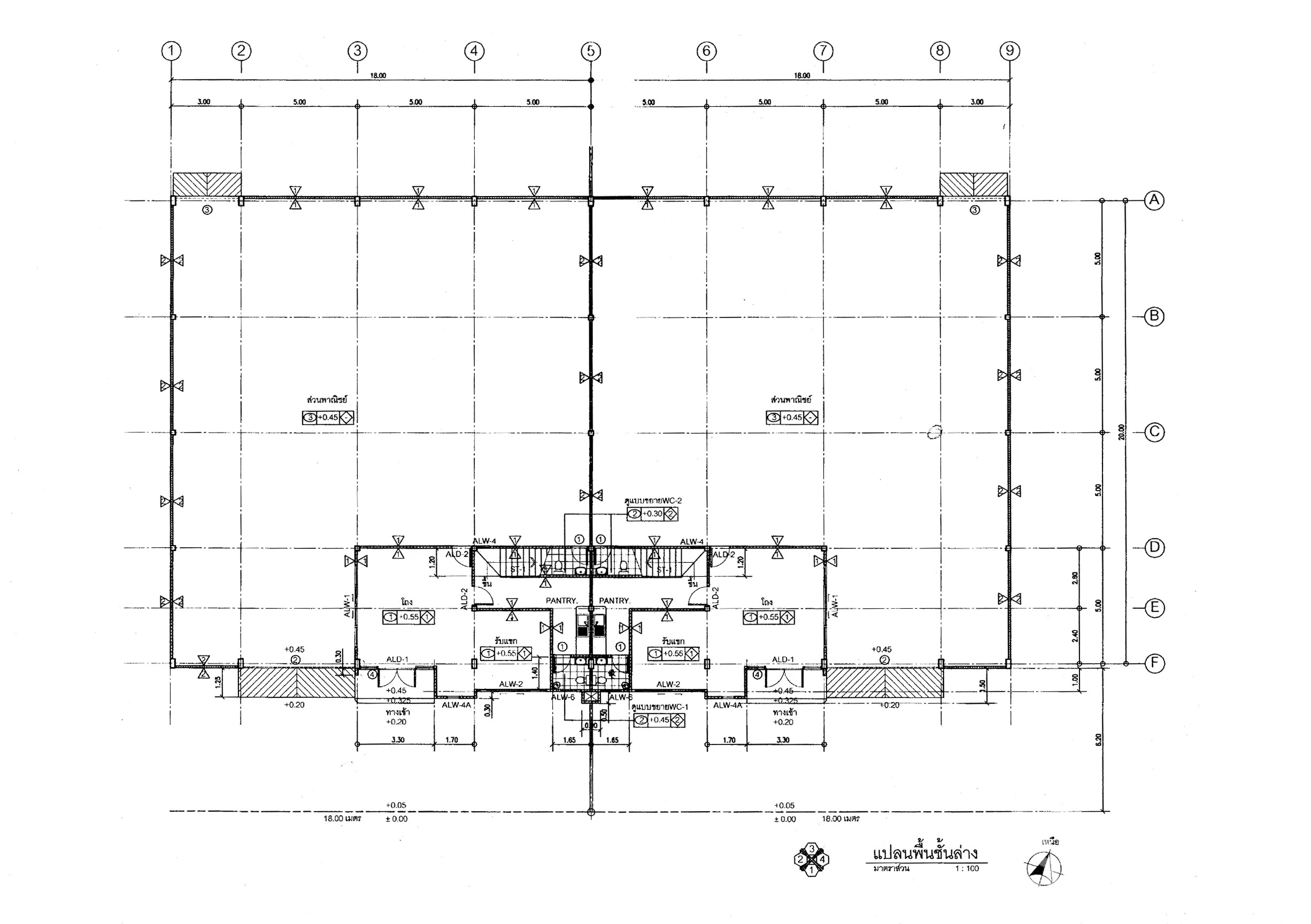 โรงงาน ให้เช่าในLam Luk Ka, Pathum Thani - แบบแปลนชั้นแสดงผังพื้นที่คลังและออฟฟิศ 2 ชั้น