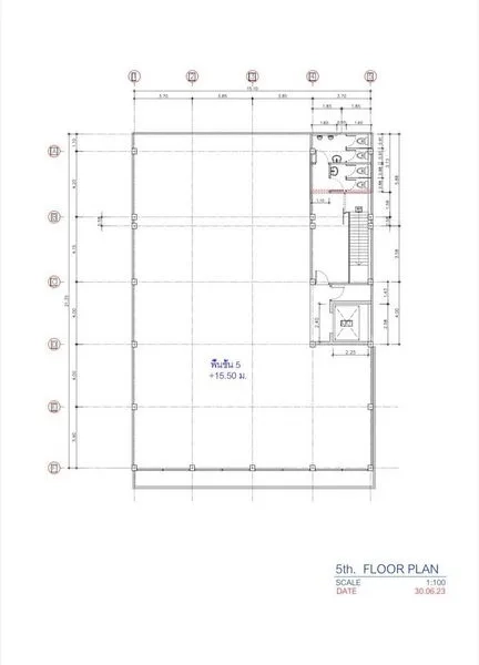 带办公室的家 出租或出售在Wang Thonglang, Bangkok - 建筑第五层平面图