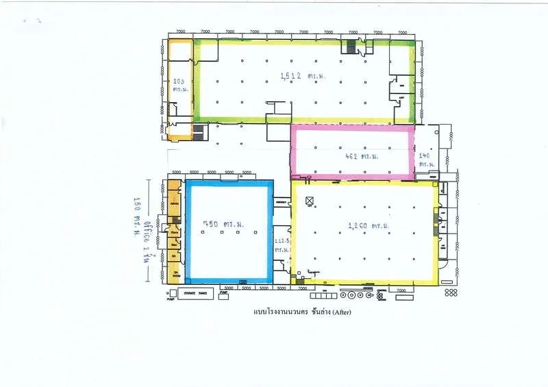 工厂 出租在Khlong Luang, Pathum Thani - 工厂一层平面图示意