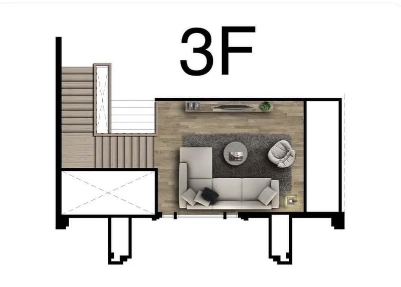 Detached House for rent or sale in Bang Phli, Samut Prakan - Third floor plan depicting a loft-style lounge or multipurpose room.