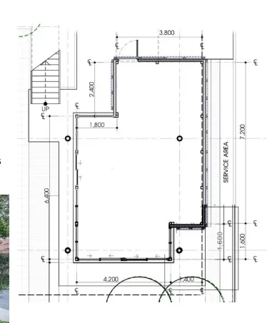 Retail Space for rent in Khlong Toei, Bangkok - Architectural floor plan showing the layout and dimensions of a 42 sq m retail unit with a designated service area.