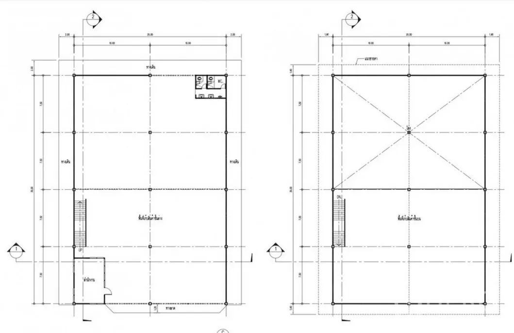 Warehouse for rent in Khlong Toei, Bangkok - Warehouse floor plan drawings showing ground and mezzanine layouts.