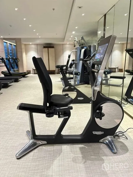 公寓 出售 - 健身房配Technogym卧式单车与镜面墙。