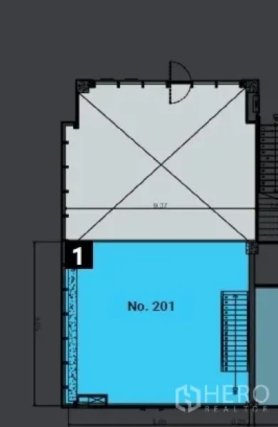 Retail Space for rent in Khlong Toei, Bangkok - Upper-floor plan for the duplex retail unit labeled No. 201.