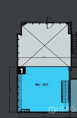 Retail Space for rent in Khlong Toei, Bangkok - Upper-floor plan for the duplex retail unit labeled No. 201.