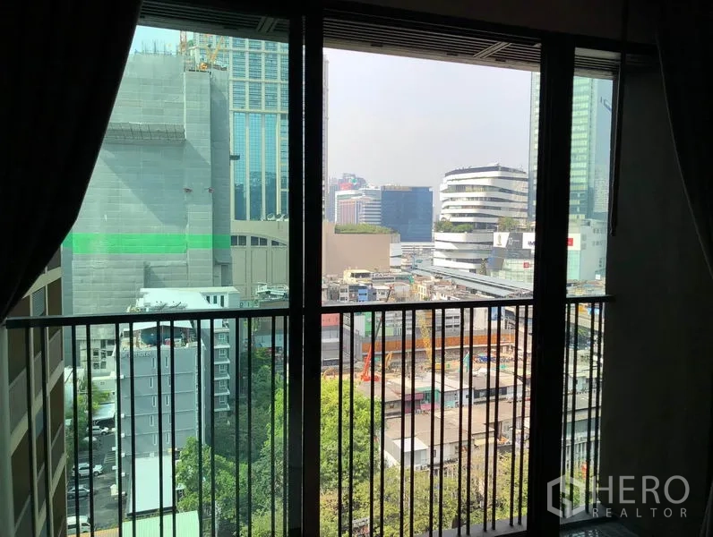 Condominium for rent in Bangkok - City view from the condo balcony overlooking the Phrom Phong skyline.