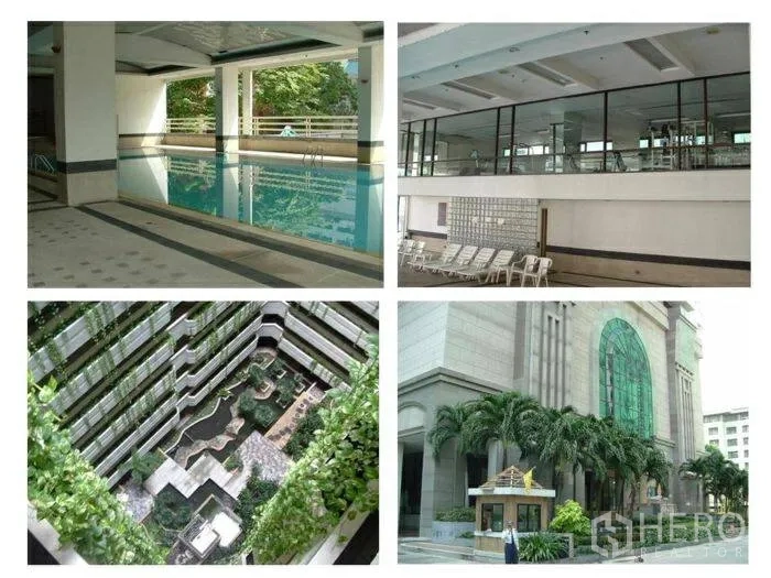 公寓 出租在Pathum Wan, Bangkok - 公寓设施：室内泳池、健身房、景观中庭与宏伟入口。