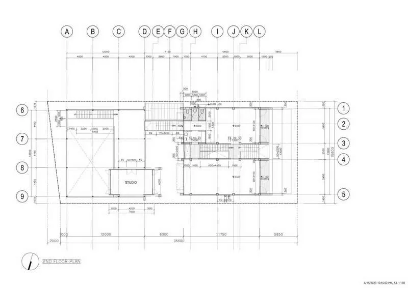 Home Office for rent or sale - Architectural second-floor plan of the home office showing studio and work areas.