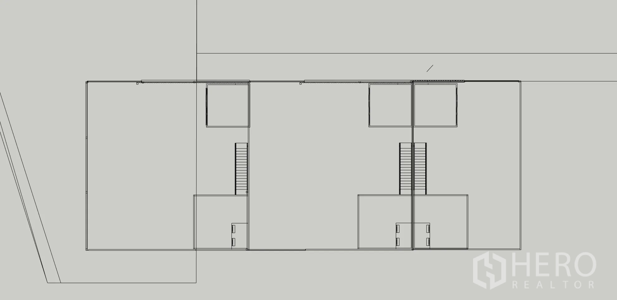 Warehouse for rent in Lam Luk Ka, Pathum Thani - Architectural plan drawing showing two warehouse bays with stairs and office blocks.