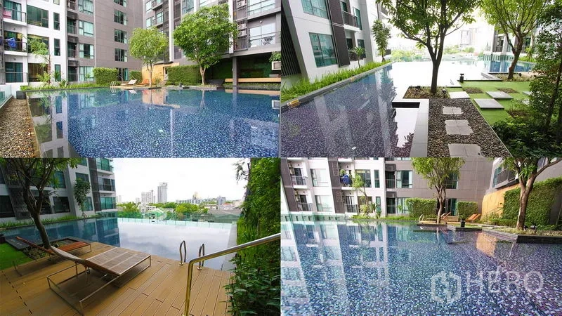 公寓 出租或出售在Khlong Toei, Bangkok - 公区设施：景观无边泳池与日光躺椅。